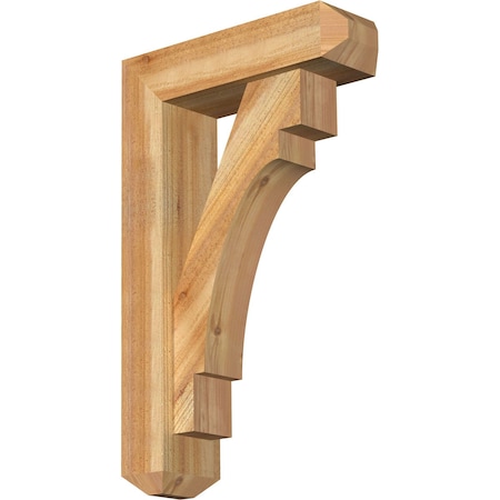 Ekena Millwork Merced Craftsman Rough Sawn Bracket w/ Offset Brace, Western Red Cedar, 6"W x 20"D x 32"H BKT0604X20X32MRC04RWR